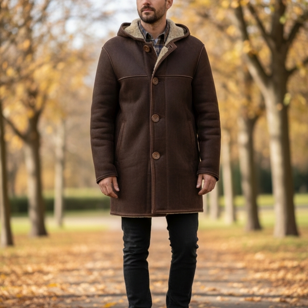 Barneys New York Brown Shearling Jacket - Picture 2 of 4